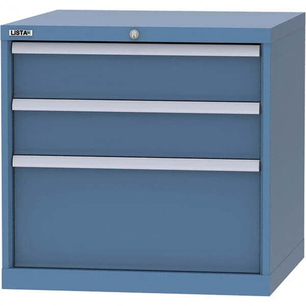 LISTA - 3 Drawer, 45 Compartment Bright Blue Steel Modular Storage Cabinet - Makers Industrial Supply