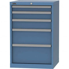 LISTA - 5 Drawer, 84 Compartment Bright Blue Steel Modular Storage Cabinet - Makers Industrial Supply