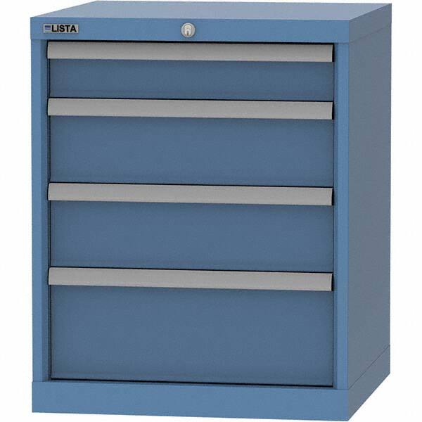 LISTA - 4 Drawer, 84 Compartment Bright Blue Steel Modular Storage Cabinet - Makers Industrial Supply