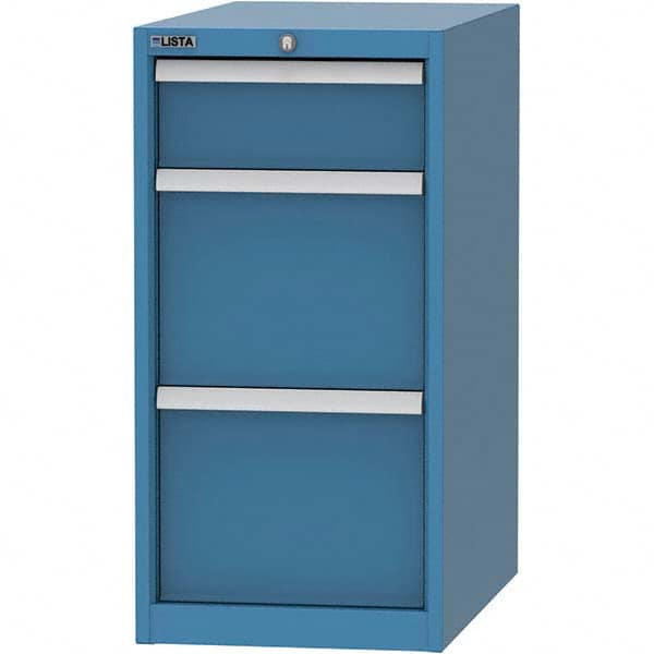 LISTA - 3 Drawer, 45 Compartment Bright Blue Steel Modular Storage Cabinet - Makers Industrial Supply