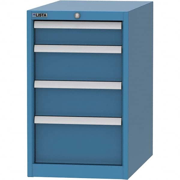 LISTA - 4 Drawer, 45 Compartment Bright Blue Steel Modular Storage Cabinet - Makers Industrial Supply