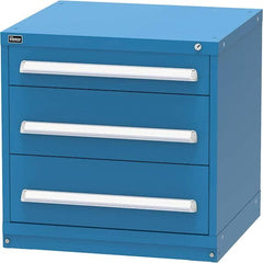 Vidmar - 3 Drawer Bright Blue Steel Modular Storage Cabinet - Makers Industrial Supply