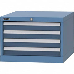 LISTA - 4 Drawer, 99 Compartment Bright Blue Steel Modular Storage Cabinet - Makers Industrial Supply