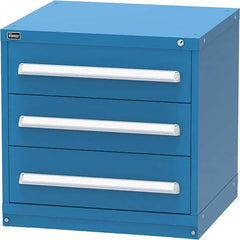 Vidmar - 3 Drawer Bright Blue Steel Modular Storage Cabinet - Makers Industrial Supply