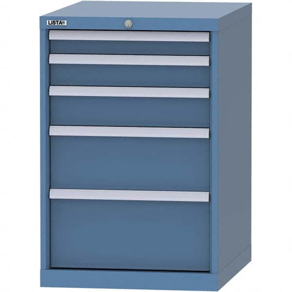 LISTA - 5 Drawer, 99 Compartment Bright Blue Steel Modular Storage Cabinet - Makers Industrial Supply