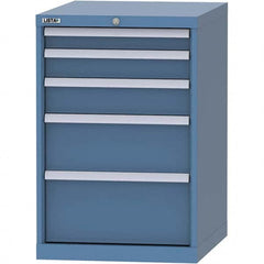 LISTA - 5 Drawer, 99 Compartment Bright Blue Steel Modular Storage Cabinet - Makers Industrial Supply