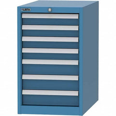 LISTA - 7 Drawer, 45 Compartment Bright Blue Steel Modular Storage Cabinet - Makers Industrial Supply