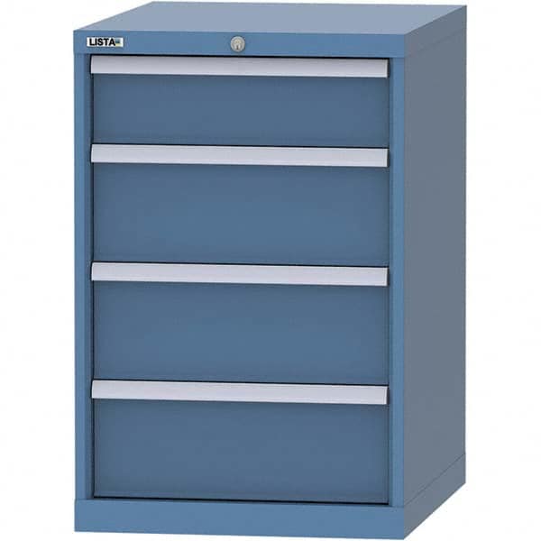 LISTA - 4 Drawer, 99 Compartment Bright Blue Steel Modular Storage Cabinet - Makers Industrial Supply