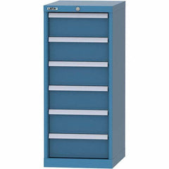 LISTA - 6 Drawer, 216 Compartment Bright Blue Steel Modular Storage Cabinet - Makers Industrial Supply