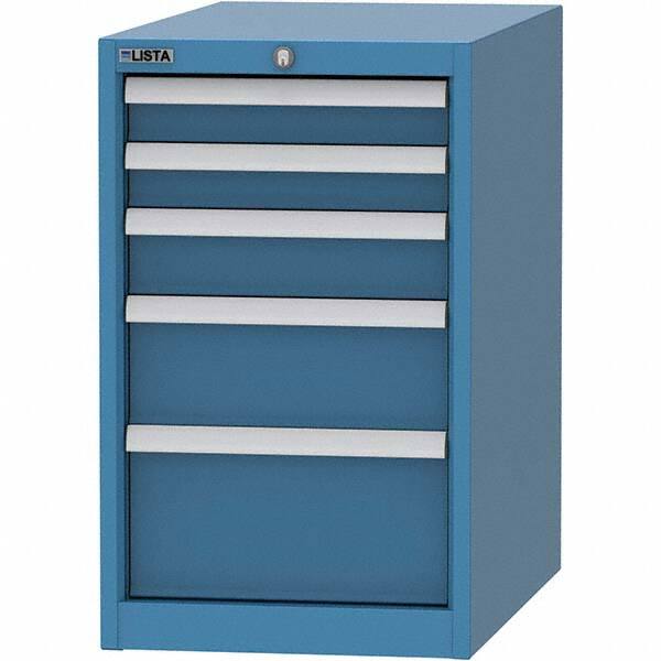 LISTA - 5 Drawer, 45 Compartment Bright Blue Steel Modular Storage Cabinet - Makers Industrial Supply