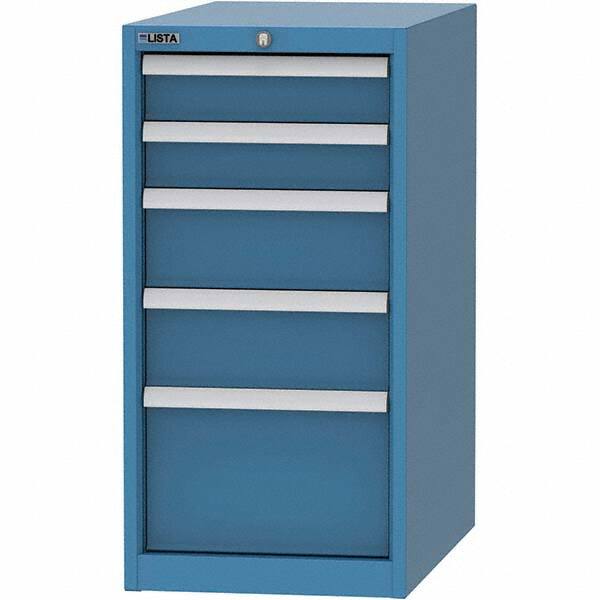 LISTA - 5 Drawer, 45 Compartment Bright Blue Steel Modular Storage Cabinet - Makers Industrial Supply