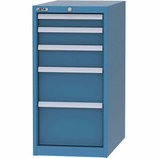 LISTA - 5 Drawer, 45 Compartment Bright Blue Steel Modular Storage Cabinet - Makers Industrial Supply