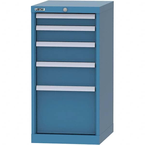 LISTA - 5 Drawer, 216 Compartment Bright Blue Steel Modular Storage Cabinet - Makers Industrial Supply