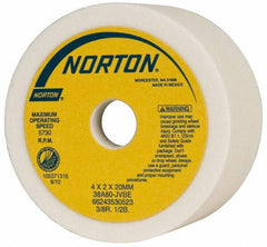 Norton - 4" Diam, 20mm Hole Size, 2" Overall Thickness, 80 Grit, Type 6 Tool & Cutter Grinding Wheel - Medium Grade, Aluminum Oxide, J Hardness, Vitrified Bond, 5,730 RPM - Makers Industrial Supply