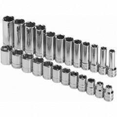 SK - 3/8" Drive Standard Deep Socket Set - 8 to 19mm, Metric Measurement Standard - Makers Industrial Supply