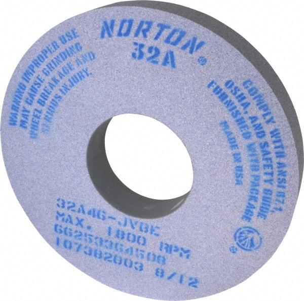 Norton - 14" Diam x 5" Hole x 2" Thick, J Hardness, 46 Grit Surface Grinding Wheel - Aluminum Oxide, Type 1, Coarse Grade, 1,800 Max RPM, Vitrified Bond, No Recess - Makers Industrial Supply