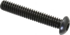 Made in USA - 1/4-20 UNC Hex Socket Drive, Button Screw - Alloy Steel, Black Oxide Finish, Fully Threaded, 1-1/2" Length Under Head - Makers Industrial Supply