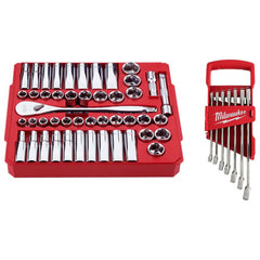 Socket Sets; Set Type: Ratchet & Socket Set; Measurement Type: Inch/Metric; Drive Size: 1/2; Minimum Size (Inch): 1/2; Minimum Size (mm): 10.00; Maximum Socket Depth (Decimal Inch): 1.125; Maximum Socket Depth (mm): 19; Maximum Size (Inch): 1-1/8; Maximum