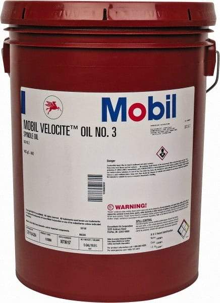 Mobil - 5 Gal Pail Mineral Spindle Oil - ISO 2, 2.1 cSt at 40°C & 0.95 cSt at 100°C - Makers Industrial Supply