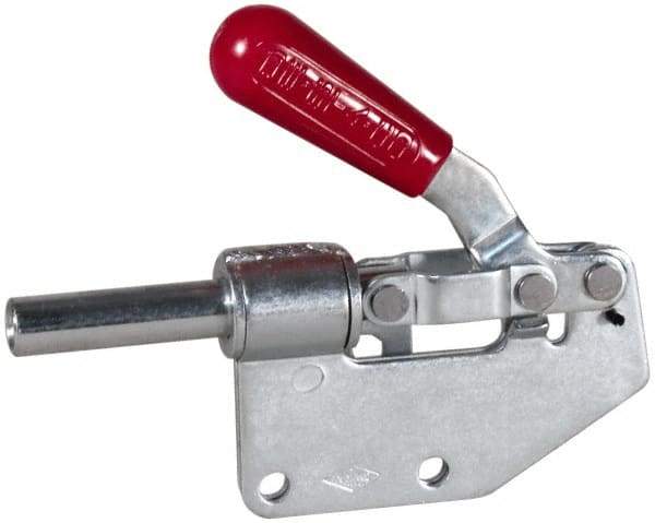 De-Sta-Co - 299 Lb Load Capacity, Straight Base, Carbon Steel, Standard Straight Line Action Clamp - 2 Mounting Holes, 0.27" Mounting Hole Diam, 0.44" Plunger Diam, Straight Handle - Makers Industrial Supply