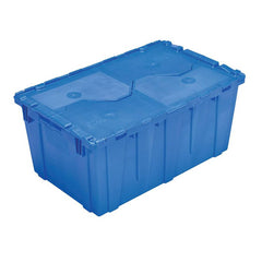 2.4 Cu Ft, 70 Lb Load Capacity Blue Polyethylene Attached-Lid Container Stacking, Nesting, 26.9″ Long x 16.9″ Wide x 12.1″ High, Lid Included