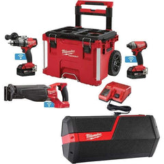 Milwaukee Tool - 18 Volt Cordless Tool Combination Kit - Includes 1/2" Brushless Hammer Drill/Driver, Compact Reciprocating Saw & 1/4" Hex Impact Driver, Lithium-Ion Battery Included - Makers Industrial Supply