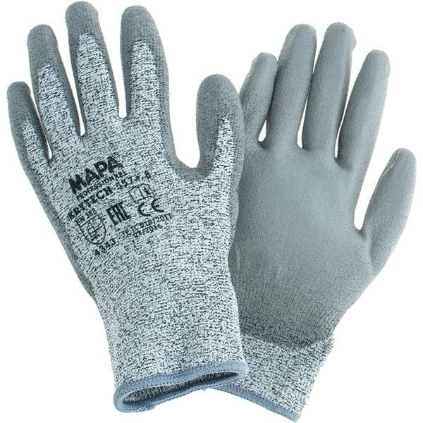 MAPA Professional - Size M, ANSI Cut Lvl 1, Cut Resistant Gloves - Palm & Fingers Coated, Gray - Makers Industrial Supply