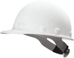 Fibre-Metal - ANSI Type I, Class G Rated, 8-Point, Ratchet Adjustment Hard Hat - Size 6-1/2 to 8, White, Standard Brim - Makers Industrial Supply