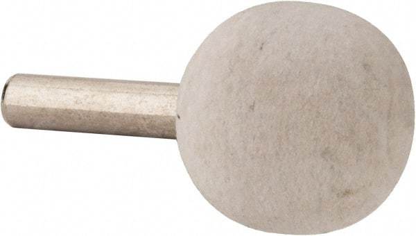 Value Collection - 1" Diam, 1/4" Shank Diam, Ball Shaped Mounted Bob - Hard Density, 1" Head Length, 2" Shank Length, Wool Felt - Makers Industrial Supply