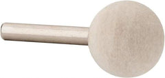 Value Collection - 1" Diam, 1/4" Shank Diam, Ball Shaped Mounted Bob - Medium Density, 1" Head Length, 2" Shank Length, Wool Felt - Makers Industrial Supply