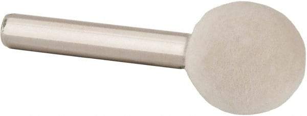 Value Collection - 3/4" Diam, 1/4" Shank Diam, Ball Shaped Mounted Bob - Hard Density, 3/4" Head Length, 2" Shank Length, Wool Felt - Makers Industrial Supply