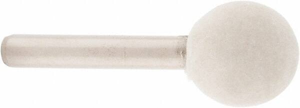 Value Collection - 3/4" Diam, 1/4" Shank Diam, Ball Shaped Mounted Bob - Rock Hard Density, 3/4" Head Length, 2" Shank Length, Wool Felt - Makers Industrial Supply