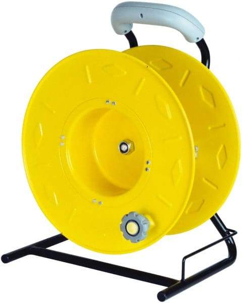 Value Collection - 12 AWG, 100' Cable Length, Cord & Cable Reel without Cable - 0 Outlets, NEMA 5-15R, 15 Amps, SO Cable, Yellow Reel - Makers Industrial Supply