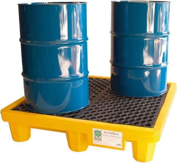 UltraTech - 66 Gal Sump, 6,000 Lb Capacity, 4 Drum, Polyethylene Spill Deck or Pallet - 53" Long x 53" Wide x 12" High, Liftable Fork, Drain Included, 2 x 4 Drum Configuration - Makers Industrial Supply