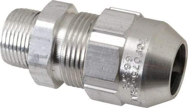 Thomas & Betts - 0.66 to 0.78" Cable Capacity, Class 1, Gas & Vapor Environments, Straight Strain Relief Cord Grip - 3/4 NPT Thread, Aluminum - Makers Industrial Supply