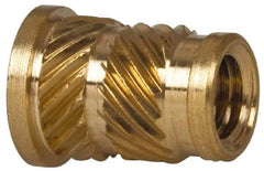 E-Z LOK - 1/4" Drill, 10 32 UNF, 0.278" Diam, Brass Headed Heat Installed Threaded Insert - 1/4" Hole, 0.418" OAL x 0.043" High, 5/16" Head Diam - Makers Industrial Supply