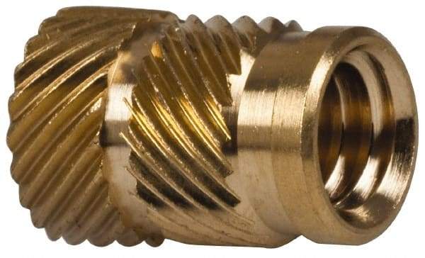 E-Z LOK - 5/16" Drill, 1/4 20 UNC, 0.341" Diam, Brass Unheaded Heat Installed Threaded Insert - 0.315" Hole, 1/2" OAL - Makers Industrial Supply