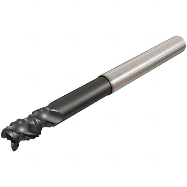 Iscar - 10mm Diam, Coarse Pitch, 12mm LOC, 3 Flute Solid Carbide 0.2mm Corner Radius Roughing End Mill - Uncoated, 100mm OAL, 10mm Shank Diam, Single End, Extended Reach, 45° Helix - Makers Industrial Supply