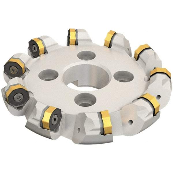 Iscar - 8.96" Cut Diam, 2-1/2" Arbor Hole, 0.28" Max Depth of Cut, 45° Indexable Chamfer & Angle Face Mill - 10 Inserts, ONMU 1008\xB6S845 SNMU 2608 Insert, Right Hand Cut, 10 Flutes, Series Helido - Makers Industrial Supply