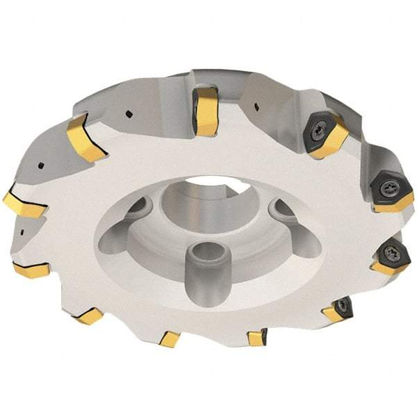 Iscar - 80mm Cut Diam, 32mm Arbor Hole, 3.5mm Max Depth of Cut, 30° Indexable Chamfer & Angle Face Mill - 6 Inserts, H600 WXCU 08 Insert, Right Hand Cut, 6 Flutes, Through Coolant, Series Helido - Makers Industrial Supply