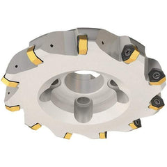 Iscar - 50mm Cut Diam, 22mm Arbor Hole, 3.5mm Max Depth of Cut, 30° Indexable Chamfer & Angle Face Mill - 4 Inserts, H600 WXCU 08 Insert, Right Hand Cut, 4 Flutes, Through Coolant, Series Helido - Makers Industrial Supply