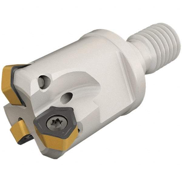 Iscar - 30° Lead Angle, 25mm Max Cut Diam, 18mm Min Cut Diam, 1.5mm Max Depth of Cut, Indexable Chamfer and Angle End Mill - 4 Inserts, H600 WXCU 04 Insert Style, 54mm Overall Length, Through Coolant, Modular Connection - Makers Industrial Supply