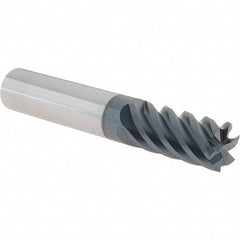 Iscar - 1/2", 1" LOC, 1/2" Shank Diam, 3" OAL, 6 Flute, Solid Carbide Square End Mill - Single End, TiAlN Finish, Spiral Flute, 45° Helix, Right Hand Cut, Right Hand Flute - Makers Industrial Supply