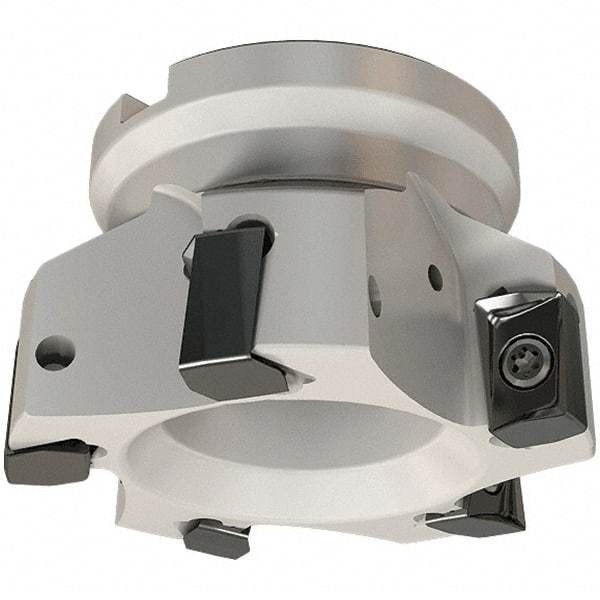 Iscar - 8 Inserts, 100mm Cut Diam, 32mm Arbor Diam, 16.3mm Max Depth of Cut, Indexable Square-Shoulder Face Mill - 0/90° Lead Angle, 50mm High, H490 AN.X 17 Insert Compatibility, Through Coolant, Series Helido - Makers Industrial Supply