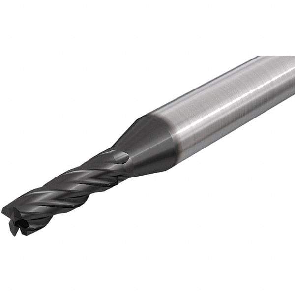 Iscar - 11mm, 22mm LOC, 12mm Shank Diam, 75mm OAL, 4 Flute, Solid Carbide Square End Mill - Single End, TiAlN Finish, Spiral Flute, 30° Helix, Right Hand Cut, Right Hand Flute - Makers Industrial Supply