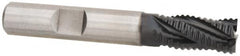 Hertel - 1/4" Diam, Coarse Pitch, 1-1/4" LOC, 4 Flute Cobalt Roughing Square End Mill - TiAlN Finish, 3-1/8" OAL, 3/8" Shank Diam, Single End, 30° Helix - Makers Industrial Supply