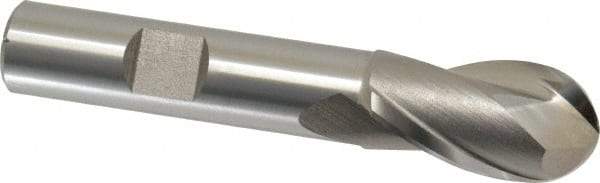 Hertel - 5/8" Diam, 1-1/8" LOC, 2 Flute High Speed Steel Ball End Mill - Uncoated, Single End, 3-1/8" OAL, 1/2" Shank Diam, Spiral Flute - Makers Industrial Supply