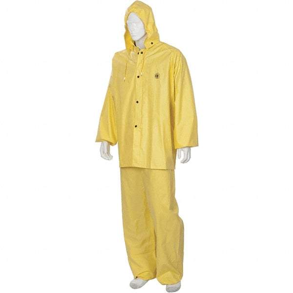 MCR Safety - Size 4XL, Yellow, Rain Three Piece Suit - Detachable Hood, Take Up Snaps Ankle, Take Up Snaps Wrist - Makers Industrial Supply