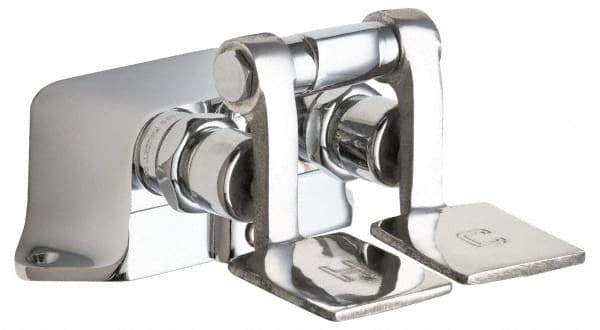 Chicago Faucets - No Spout, Self Closing Cartridges Design, Rough Chrome, Floor Mounted, Floor Mounted Faucet with Short Pedals - Pedal Handle - Makers Industrial Supply