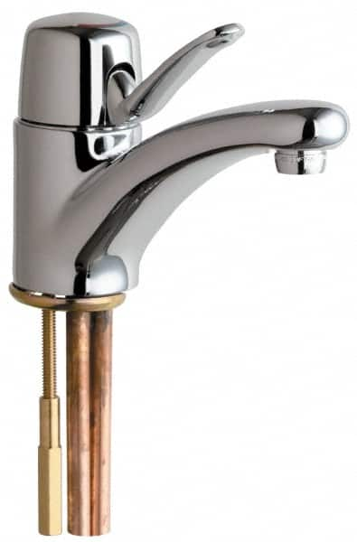 Chicago Faucets - Single Handle, Deck Mounted, Single Hole Bathroom Faucet - Ceramic Mixing Cartridge, No Drain, Integral Spout - Makers Industrial Supply